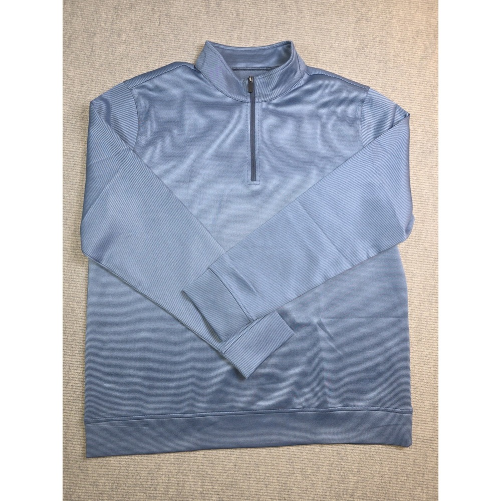 Hickey Freeman 1/4 Zip Pullover Shirt Men's Large Blue Striped Stretch